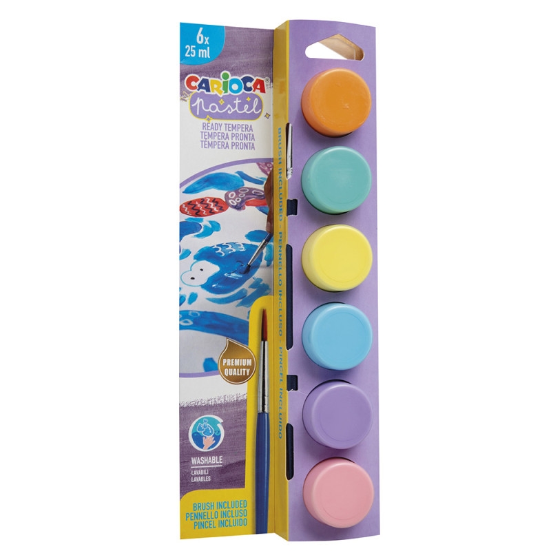  Carioca Tempera Yıkanabilir Fırçalı Pastel Parmak Boya 25*6 Renk Karışık