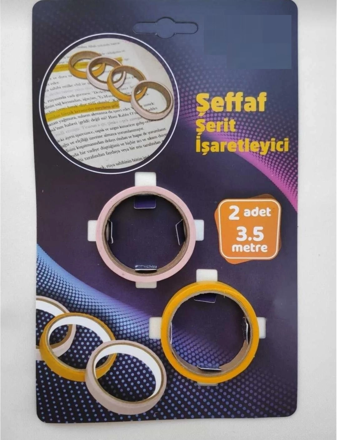 Yapışkanlı Renkli Şeffaf Rulo Satır İşaretleyici 8mm x 3,5 metre